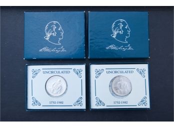Two Uncirculated 1982 George Washington Silver Half Dollars- Original Packaging!