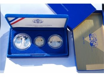1986 United States Liberty Proof Coin Set- 3 Coins Total (1 Gold, 1 Silver)