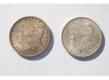 Two Morgan Silver Dollar Coins- 1886 & 1889