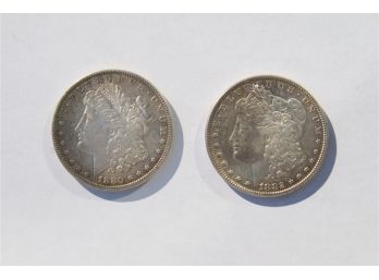 Two Morgan Silver Dollar Coins- 1880 & 1882