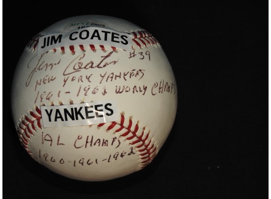 Signed NY Yankee Jim Coates On Baseball