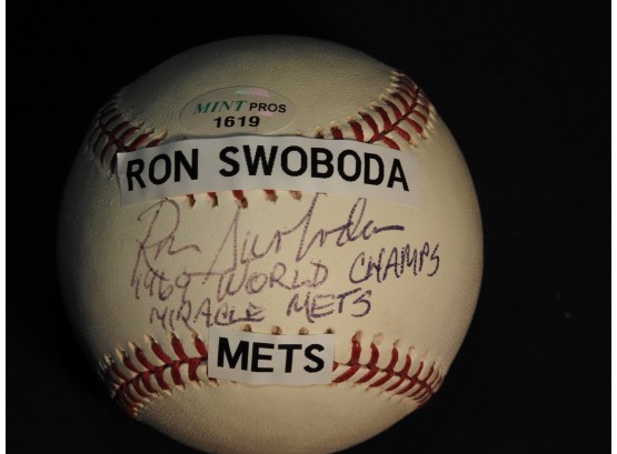 Signed NY Mets Ron Swoboda Baseball With COA