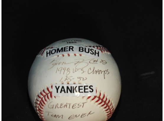Signed Homer Bush Baseball With COA