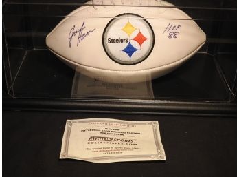Signed HOFer Jack Ham On A Pittsburg Steelers Full Size Football In Case  With COA