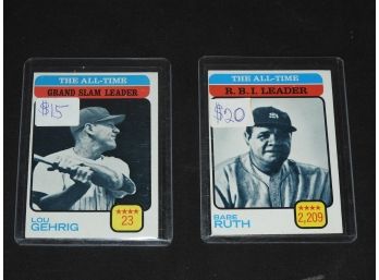 1970s Babe Ruth & Lou Gehrig Baseball Cards