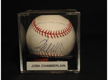 Signed Joba Chamberlain Baseball In Case