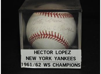 Signed NY Yankees Hector Lopez  Baseball With JSA COA