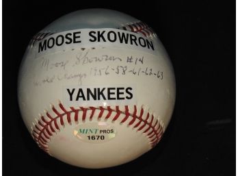 Signed NY Yankees Moose Skowron Baseball With COA