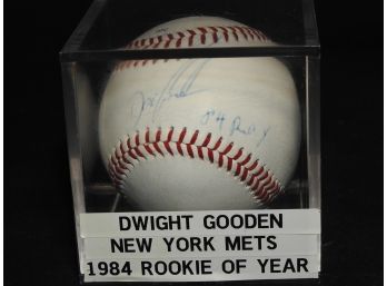 Signed New York Met ROY Dwight Gooden Baseball In Case