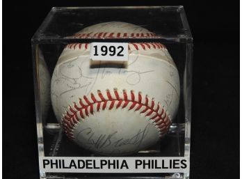 Signed 1992 Phillies Team Ball In Case