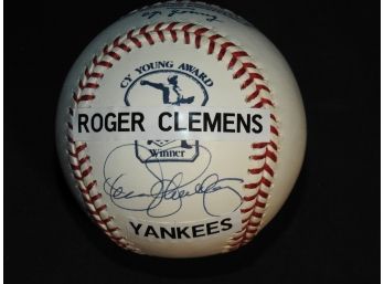Signed NY Yankee Roger Clemens On Baseball
