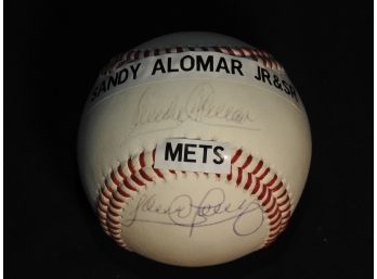 Signed Both Sandy Alomar SR & JR Baseball