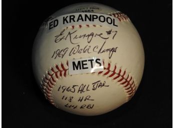 Signed NY Mets Ed Kranpool Baseball With COA
