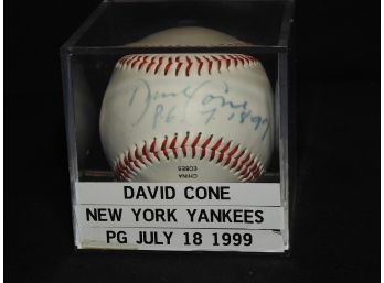 Signed Perfect Game NY Yankees  David Cone On Baseball In Case