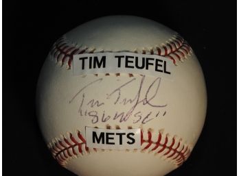 Signed NY Mets Tim Teufel Baseball With COA