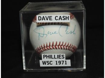 Signed Dave Cash Baseball In Case