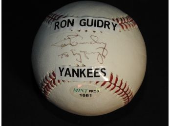 Signed NY Yankees Ron Guidry Baseball With Coa