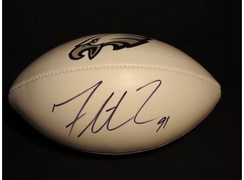 Signed Fletcher Cox On Full Sized Eagles Football With COA