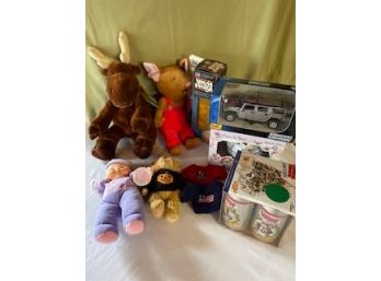 Assortment Of Children's Stuffed Animals, Games, And Toys,