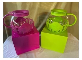 Two Brand New Adorable Micropop Popcorn Poppers - Green/Fuschia Colors