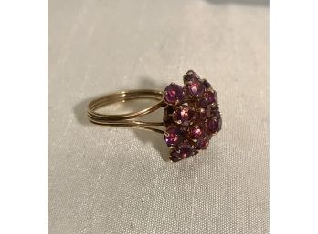 Beautiful Antique Gold And  Amethyst Cluster Ring