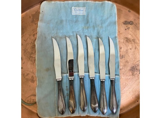Vintage Cartier Sterling Silver & Stainless Knives By Frank Whiting - Set Of 6