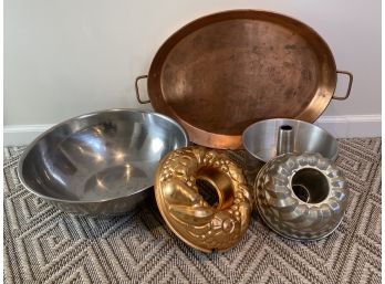 Copper And Stainless Bakeware Including Vintage Molds