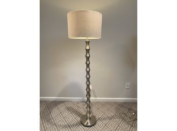 Modern Brushed Nickel Floor Lamp With Drum Shade