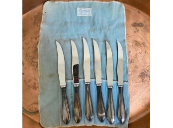 Vintage Cartier Sterling Silver & Stainless Knives By Frank Whiting - Set Of 6