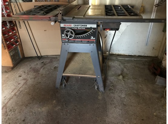 SEARS CRAFTSMAN CONTRACTOR SERIES 10' TABLE SAW ON ROLLING STAND