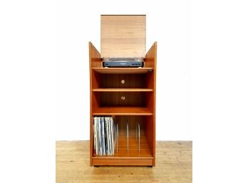 Vintage Danish Teak Turntable And Record Cabinet.