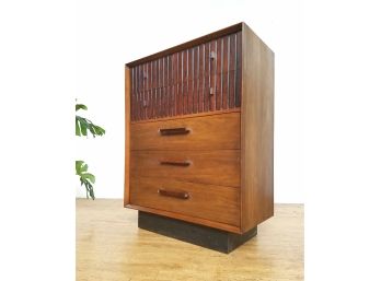 Mid Century Rosewood And Walnut Tall Chest By Lane