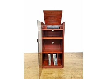 Made In Belgium . Large Vintage Rosewood Turntable & Record Cabinet