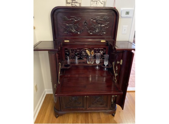 WOW Chinese Carved Rosewood Pop- Up Bar