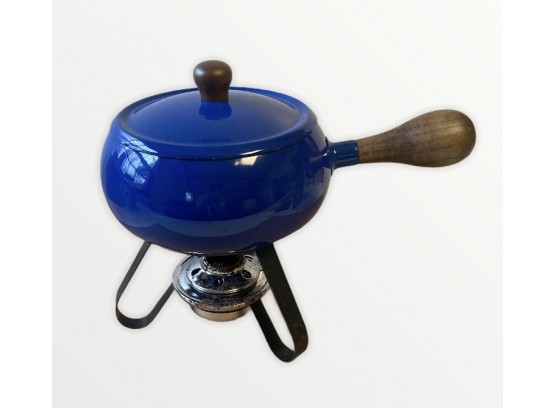 Vintage Blue Enamel Fondue Pot