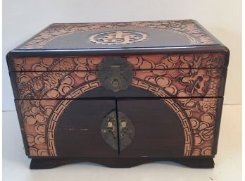 Vintage / Antique  Carved Wood Dragon Jewelry Box
