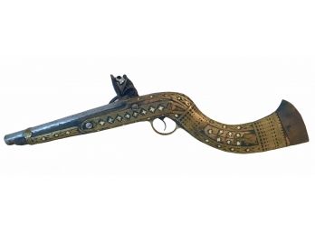 WOW! Antique Brass Inlaid Oriental Shot Gun. Marked 1812