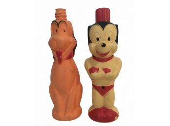 Vintage Mighty Mouse & Pluto Soaky Bottles