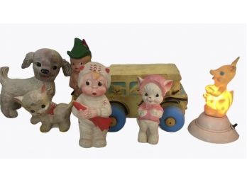 Vintage Squeaky Toys + Night Lamp