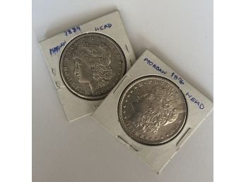 Two Morgan Silver Dollars 1884 & 1896