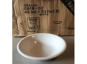 Vintage NOS Rego China (box Of 36) White Porcelain Bowls -Lot B