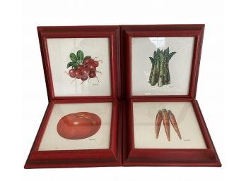 Four Framed Vintage Garnik Kitchen Vegetables Prints