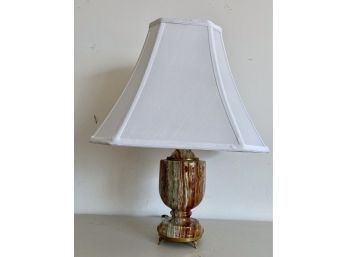 Carved Stone Table Lamp With Newer Shade