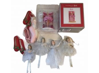 Lot Of Barbie & Ballerina Christmas Ornaments.