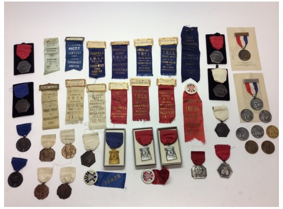 1920's Track Medals And Ribbons From Connecticut