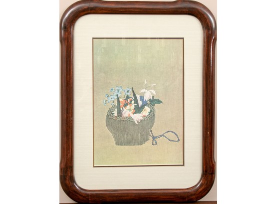 Framed Watercolor On Silk