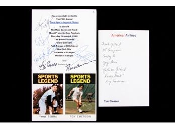 Sports Legends Autographs On Great Sports Legends Dinner Brochure, 1990