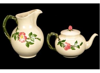 Two Pieces Of Franciscan China Desert Rose Pitcher & Teapot