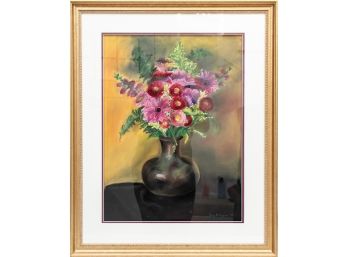 Terry Kalayjian (American, Westport CT, 20th-21st C.) Contemporary Still Life- Vase Of Pink Flower