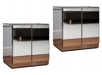 Pair Of Contemporary Mirrored Cabinets